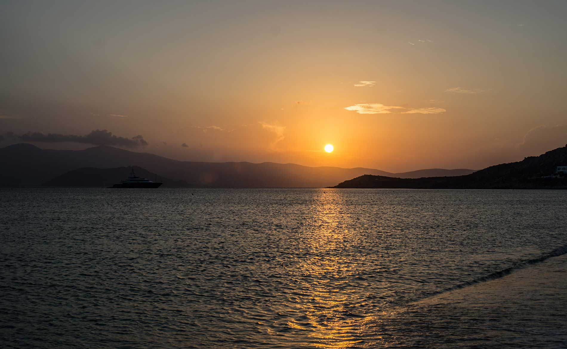 Sunset over Naxos, Greece.