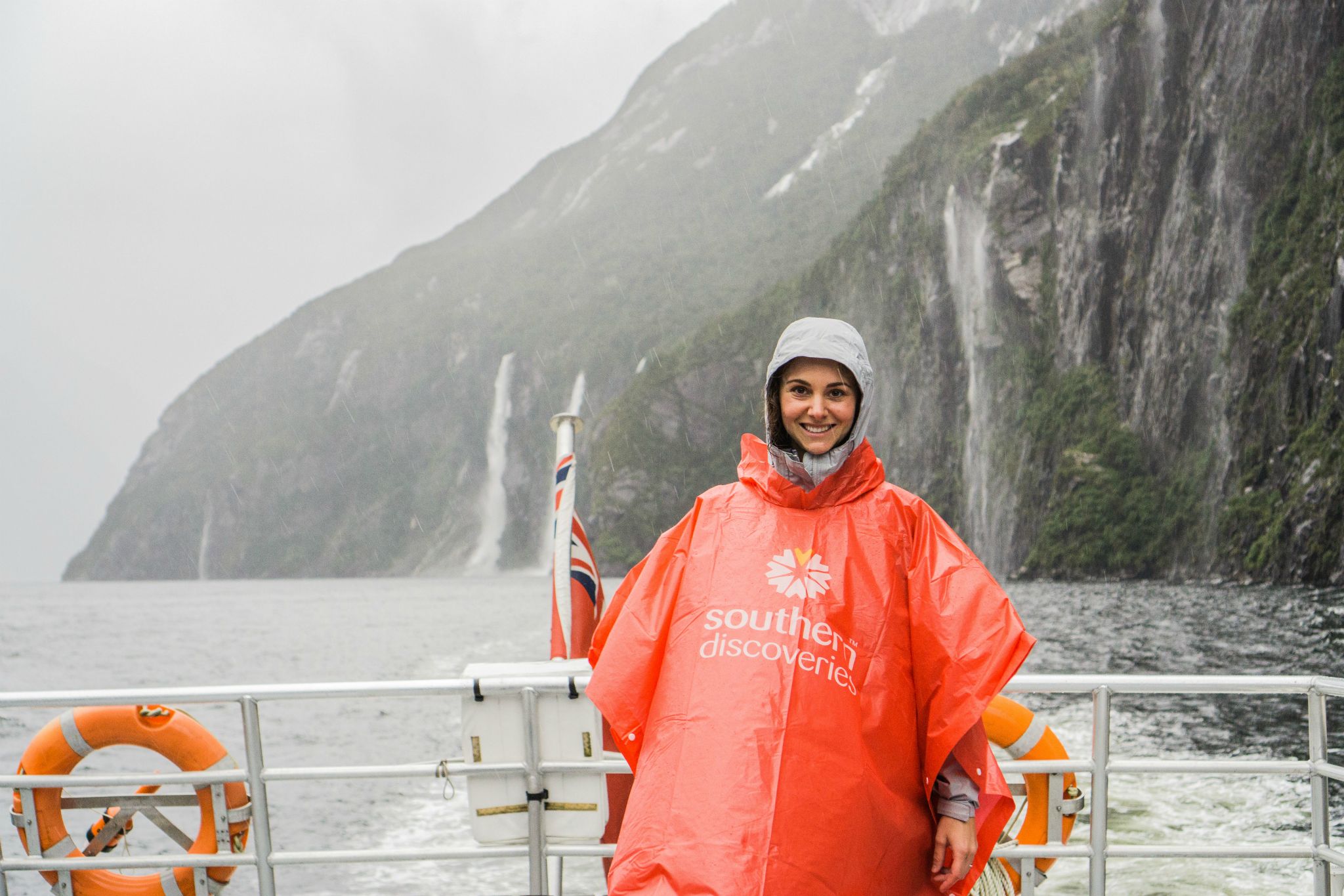 Natalie in Milford Sound, New Zealand